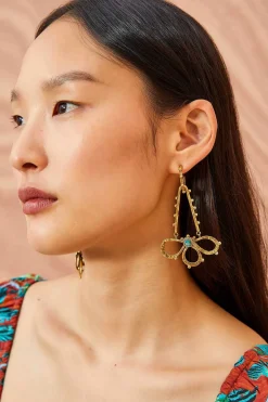 Ulla Johnson Hammered Chain Hoop Flower Drop Earring