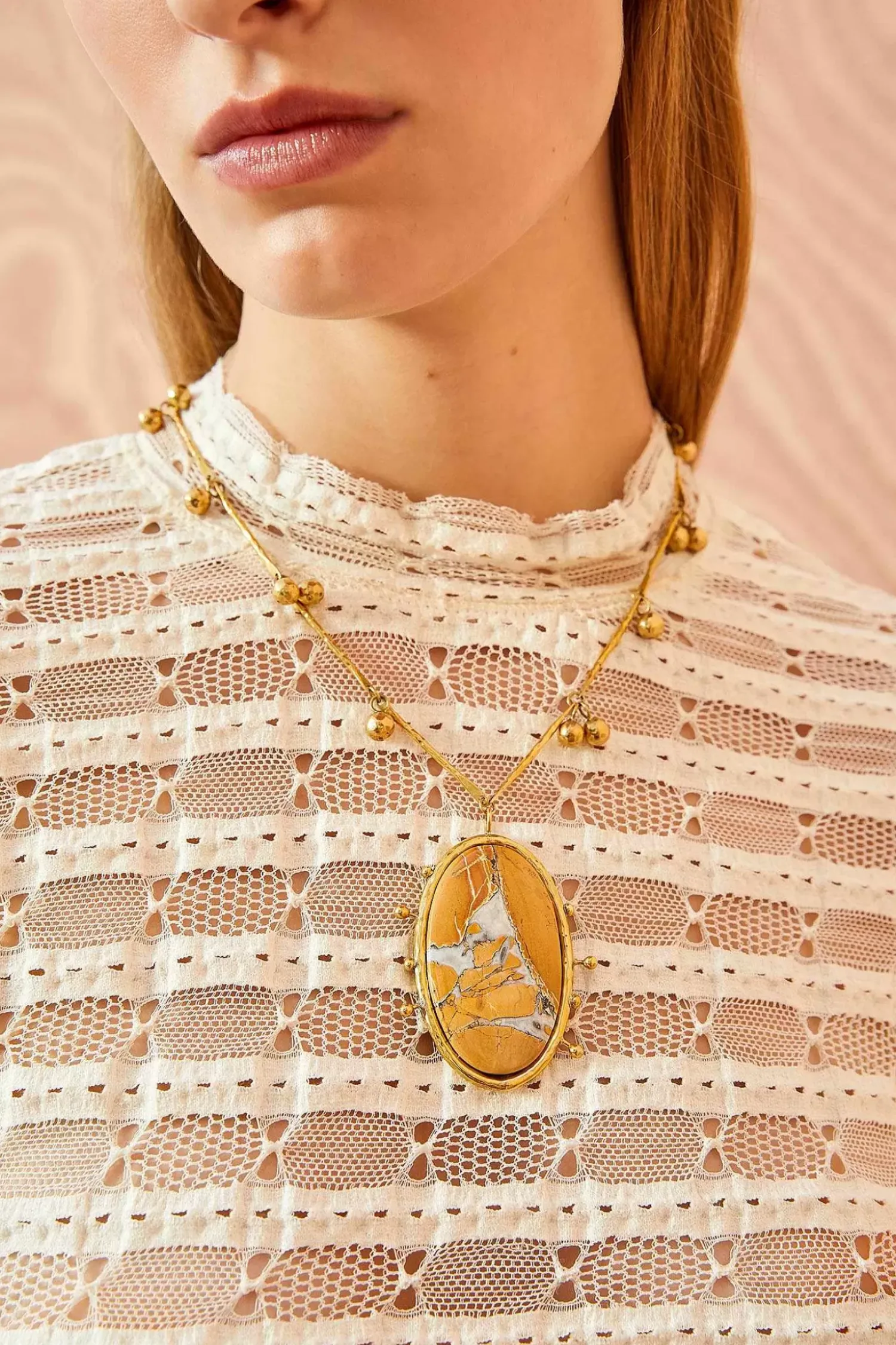 Ulla Johnson Hammered Chain Organic Stone Pendant